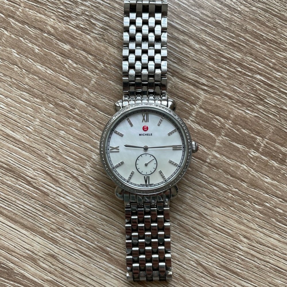 MICHELE Gracile White Mother of Pearl Dial Diamond Watch